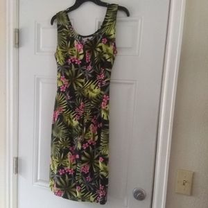 La Cabana Tropical Faux Wrap Dress Beach Vacation Sleeveless SZ SMALL
